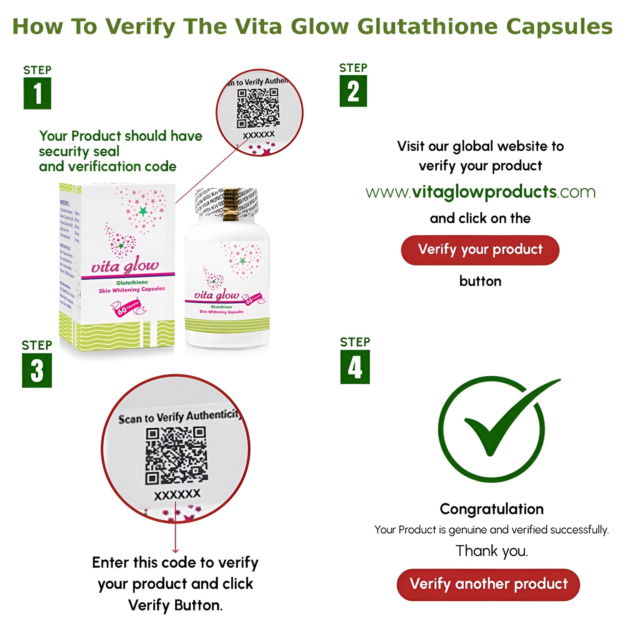 Vita Glow Glutathione Skin Whitening Capsules