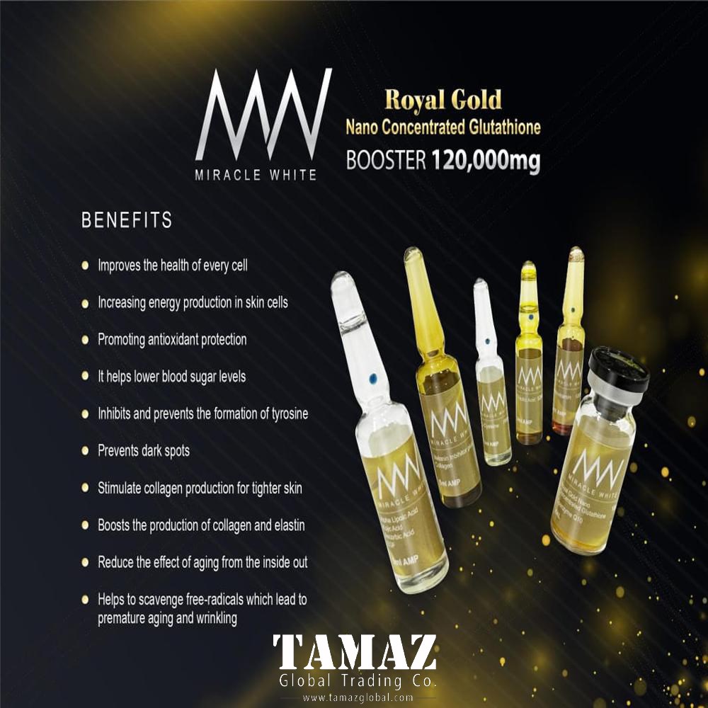 Miracle White  Royal Gold 120000mg Glutathione Injection