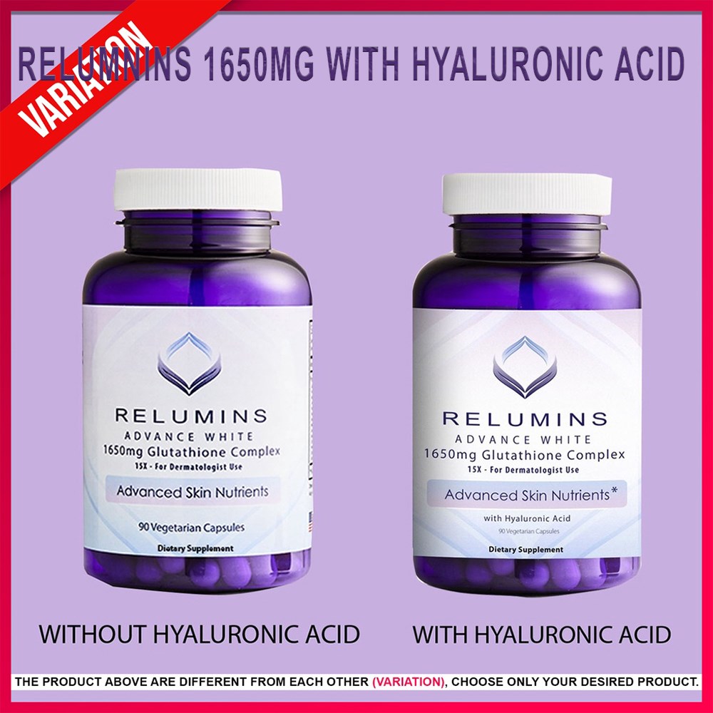 Relumins 1650mg Glutathione With Hyaluronic Acid 90 Capsules