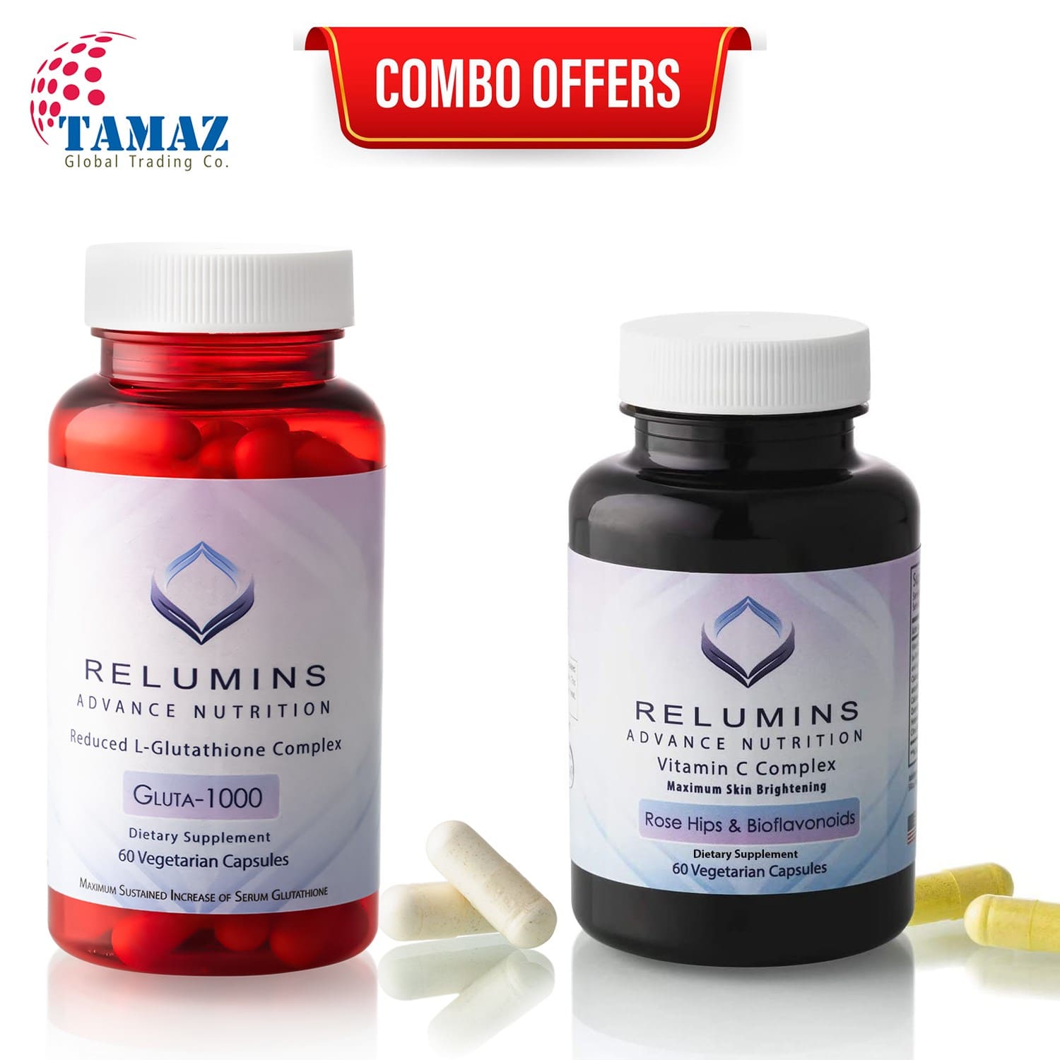 Relumins 1000mg Reduced Glutathione 60 Capsules