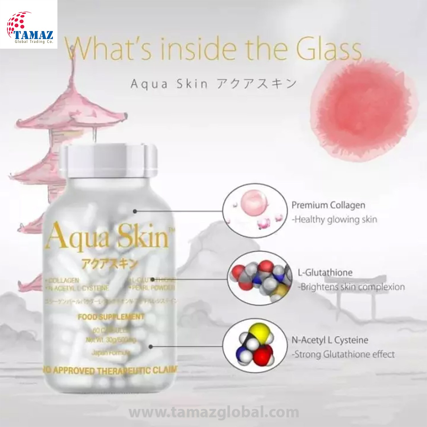 Aqua Skin Glutathione and Collagen Whitening Pills