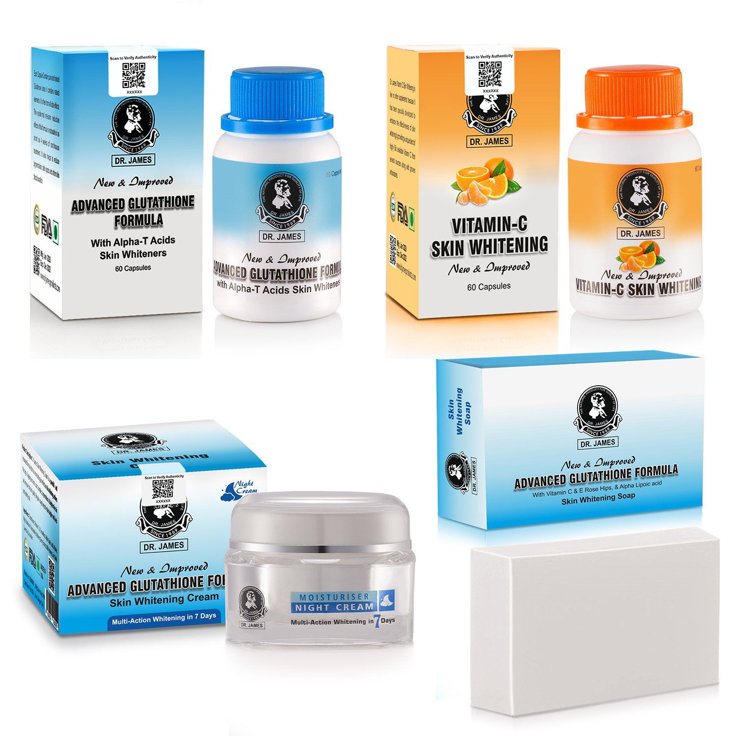 Dr James Glutathione 1000mg Skin Whitening Capsules Pills In India