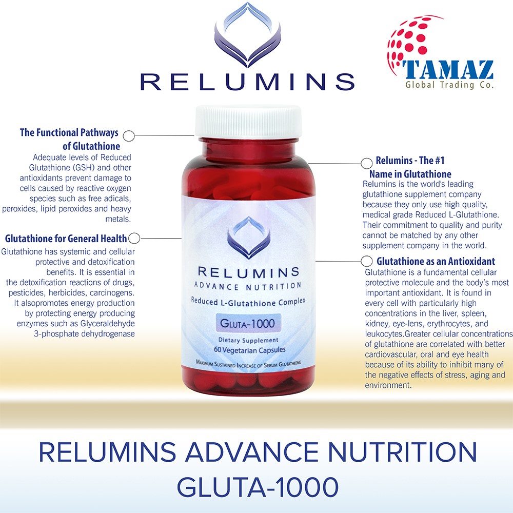 Relumins 1000mg Reduced Glutathione 60 Capsules